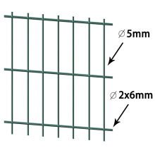 Green PVC Coated Double Wire Fence Panel